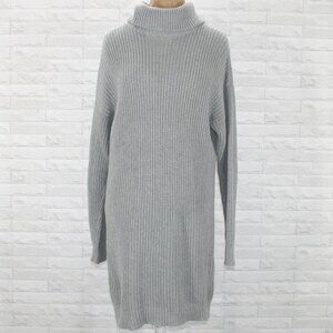 LOVERS & FRIENDS Sweater Dress Turtleneck Knit Neutral Chunky Gray XS
